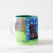 Dobermann-Liebe Zweifarbige Tasse (Vorderseite Links)