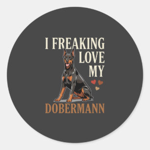 Dobermann Liebhaber Hundeliebhaber Runder Aufkleber