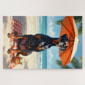 Dobermann Luxus-Strandszene Puzzle (Horizontal)
