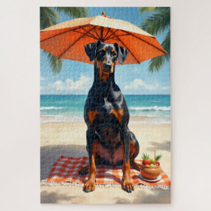 Dobermann Luxus-Strandszene Puzzle