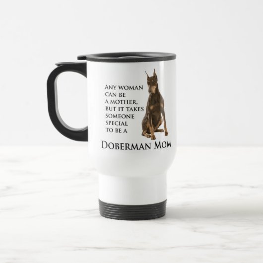 Dobermann-Mama-Reise-Tasse Reisebecher (Links)