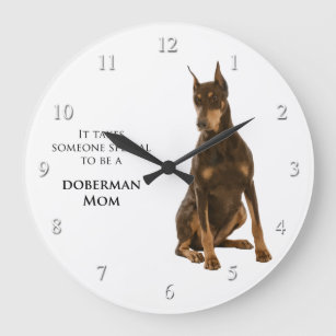 Dobermann-Mama-Uhr Große Wanduhr