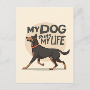 Dobermann "Mein Hund bestimmt mein Leben" Retro-Sp Postkarte