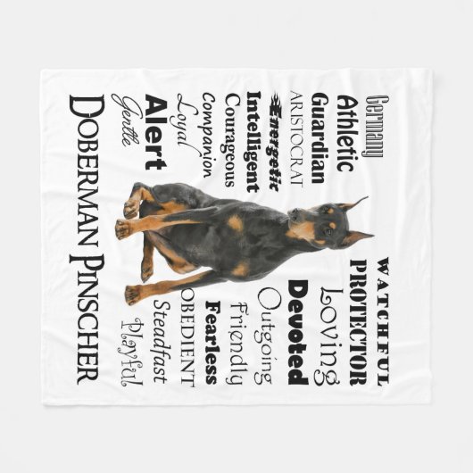 Dobermann-Merkmal-Fleece-Decke Fleecedecke (Vorderseite (Horizontal))