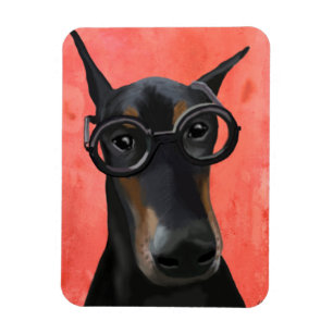 Dobermann mit Gläsern Magnet