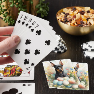 Dobermann mit Ostereiern Spielkarten
