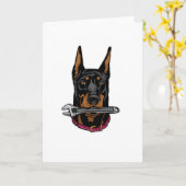 Dobermann mit Schraubenschlüssel Karte (Gelbe Blume)