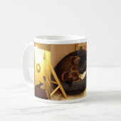 Dobermann mit Welpen Kaffeetasse (Vorderseite Links)