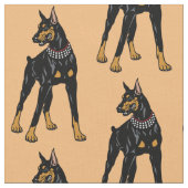  Dobermann oder Doberman Pinscher dog Fabric Stoff (Nahaufnahme)