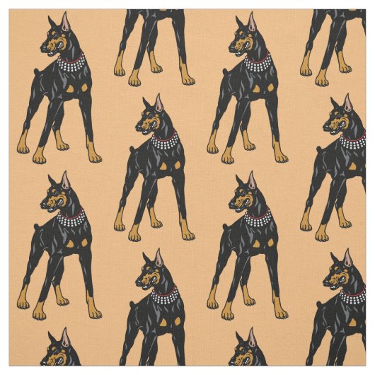  Dobermann oder Doberman Pinscher dog Fabric Stoff (Muster)