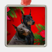 Dobermann-Paar-Verzierung Ornament Aus Metall (Vorne)
