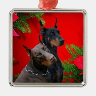 Dobermann-Paar-Verzierung Ornament Aus Metall