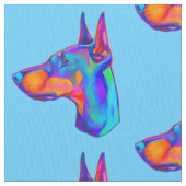 Dobermann Pincher in den Farben Stoff (Nahaufnahme)
