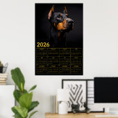 Dobermann Pinscher 2026 Kalender Poster (Heimbüro)