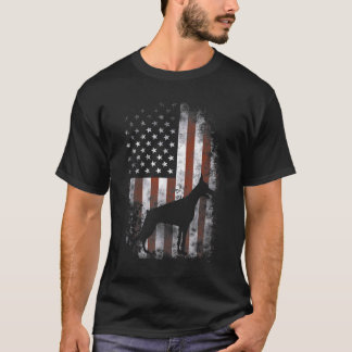 Dobermann Pinscher Amerikanische Flagge Patriotisc T-Shirt