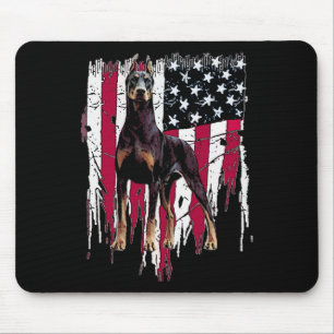 Dobermann Pinscher Amerikanische Flagge USA Großar Mousepad