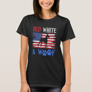 Dobermann Pinscher Amerikanische Flagge USA Rot We T-Shirt