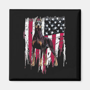 Dobermann Pinscher Amerikanische Flagge USA Toll Magnet