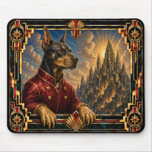 Dobermann Pinscher, Art Deco Hund Mousepad