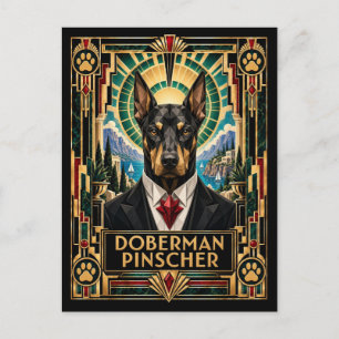 Dobermann Pinscher, Art Deco Hund Postkarte