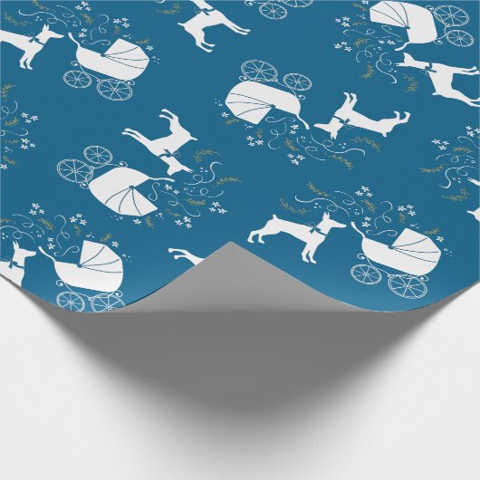 Dobermann Pinscher Baby Shower Geschenkpapier (Ecke)