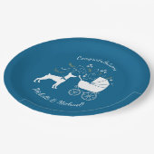 Dobermann Pinscher Baby Shower Pappteller (Schrägansicht)