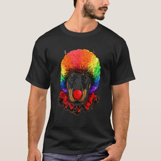 Dobermann Pinscher Clown Karneval Circus Stabschef T-Shirt (Vorderseite)