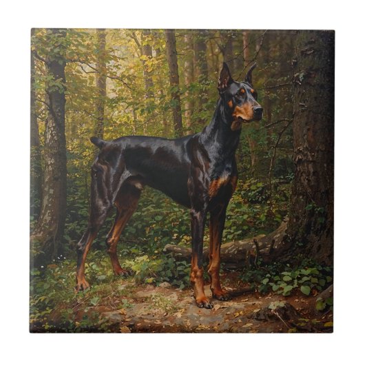 Dobermann Pinscher Fliese (Vorderseite)