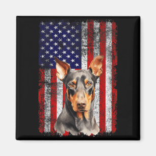 Dobermann Pinscher Hunde Liebhaber Flagge 4. Juli Magnet