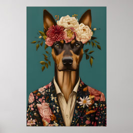Dobermann Pinscher im Anzug Poster, Dobermann Poster