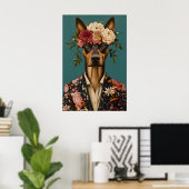 Dobermann Pinscher im Anzug Poster, Dobermann Poster (Heimbüro)