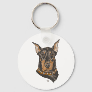 Dobermann-Pinscher-Kopfstudie Schlüsselanhänger