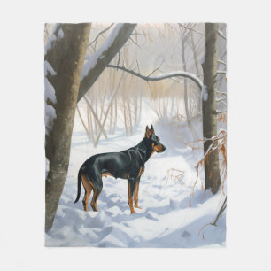 Dobermann Pinscher Lass es schneien Weihnachten Fleecedecke