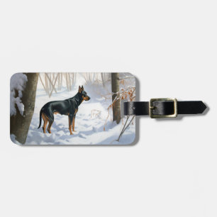 Dobermann Pinscher Lass es schneien Weihnachten Gepäckanhänger
