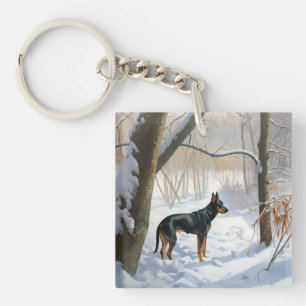 Dobermann Pinscher Lass es schneien Weihnachten Schlüsselanhänger