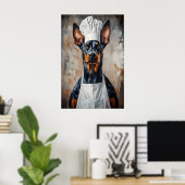 Dobermann Pinscher mit Kochmütze Poster, Lustiges Poster (Heimbüro)