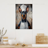 Dobermann Pinscher mit Kochmütze Poster, Lustiges Poster (Küche)