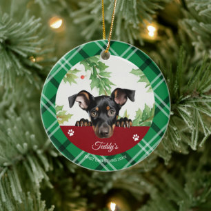 Dobermann Pinscher Personalisiertes erstes Weihnac Keramik Ornament