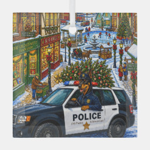 Dobermann Pinscher Polizei Feiertag Ornament Aus Glas
