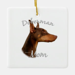 Dobermann Pinscher (rot) Mama 2 Keramikornament