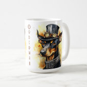 Dobermann Pinscher Steampunk-Hund Kaffeetasse (VorderseiteRechts)