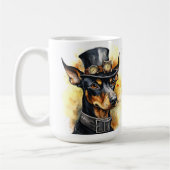 Dobermann Pinscher Steampunk-Hund Kaffeetasse (Links)