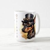 Dobermann Pinscher Steampunk Hund Kaffeetasse (VorderseiteRechts)