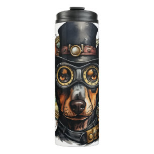 Dobermann Pinscher Steampunk-Hund Thermosbecher
