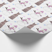Dobermann-Pinscher und Schneemann Geschenkpapier (Ecke)