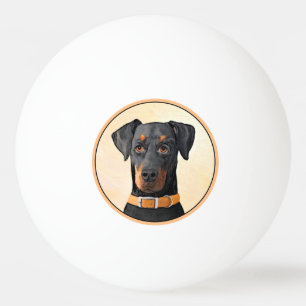 Dobermann Pinscher ungeschnitten Gemälde Original  Tischtennisball