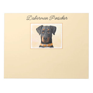 Dobermann Pinscher Ungestutzt Gemälde Original Kun Notizblock