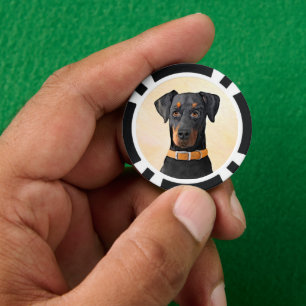Dobermann Pinscher Ungestutzt Malerei Original Kun Pokerchips