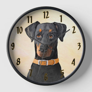 Dobermann Pinscher Ungestutzt Malerei Original Kun Uhr