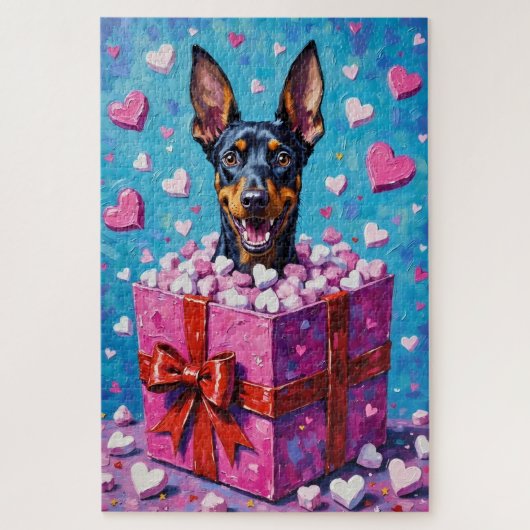 Dobermann Pinscher Valentinstag Marshmallow Puzzle (Vertikal)